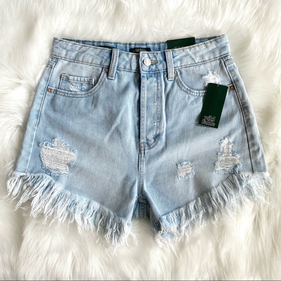 wild fable Pants - NWT Wild Fable Size 4/27 Highest Rise Light Wash Distressed Denim Cutoff Shorts